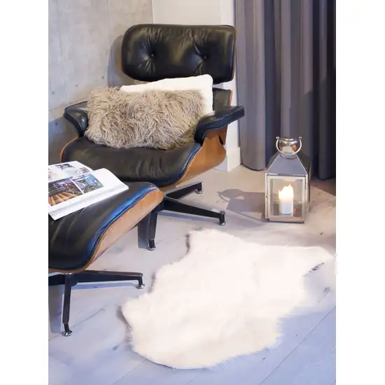 Off White Sheepskin Faux Fur Single - Area Rug Photo 4