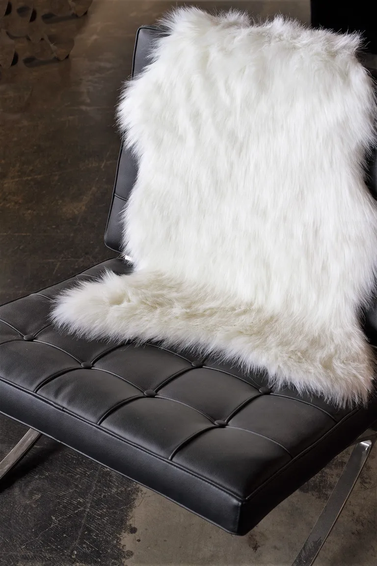 Off White Sheepskin Faux Fur Single - Area Rug Photo 5