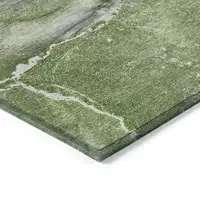 Photo of Olive Green Abstract Washable Non Skid Indoor Outdoor Area Rug