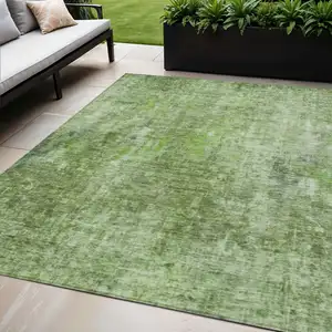 Photo of Olive Green And Artichoke Green Abstract Washable Indoor Outdoor Area Rug