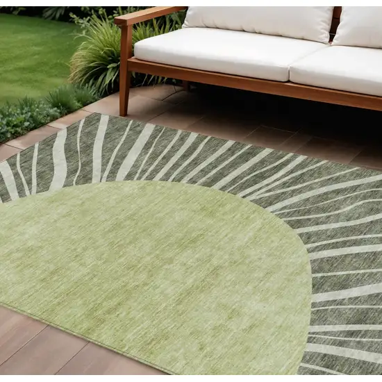 Olive Green And Artichoke Green Abstract Washable Indoor Outdoor Area Rug Photo 1