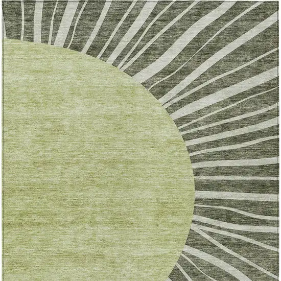 Olive Green And Artichoke Green Abstract Washable Indoor Outdoor Area Rug Photo 7