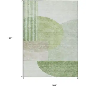 Photo of Olive Green And Artichoke Green Geometric Washable Indoor Outdoor Area Rug