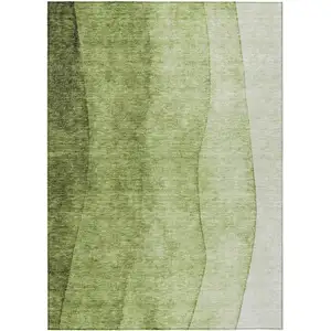 Photo of Olive Green And Artichoke Green Ombre Washable Indoor Outdoor Area Rug