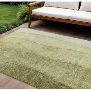 Photo of Olive Green And Artichoke Green Ombre Washable Indoor Outdoor Area Rug