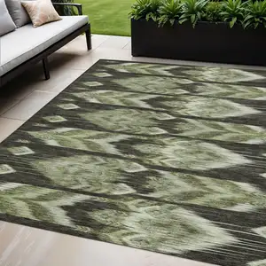 Photo of Olive Green And Artichoke Green Southwestern Washable Indoor Outdoor Area Rug