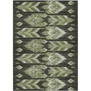 Photo of Olive Green And Artichoke Green Southwestern Washable Indoor Outdoor Area Rug