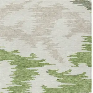 Photo of Olive Green And Beige Abstract Washable Indoor Outdoor Area Rug