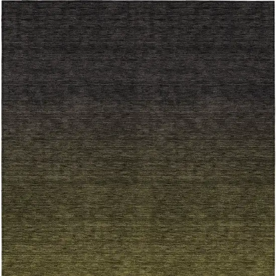 Olive Green And Charcoal Abstract Washable Indoor Outdoor Area Rug Photo 7