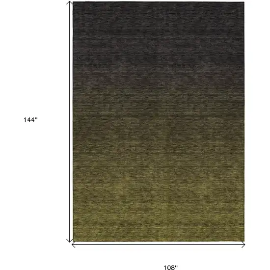 Olive Green And Charcoal Abstract Washable Indoor Outdoor Area Rug Photo 3