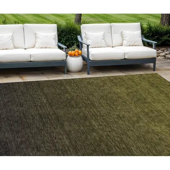 Olive Green And Charcoal Abstract Washable Indoor Outdoor Area Rug Photo 1