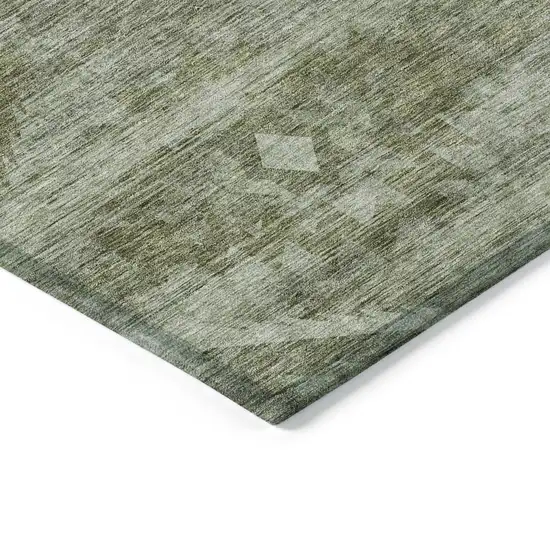 Olive Green And Fern Green Southwestern Washable Indoor Outdoor Area Rug Photo 5