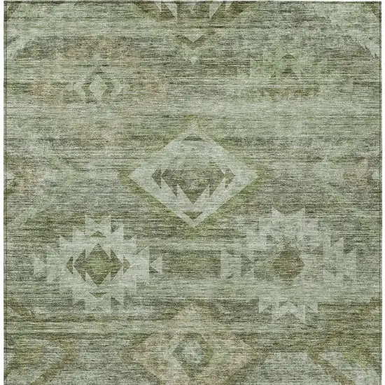 Olive Green And Fern Green Southwestern Washable Indoor Outdoor Area Rug Photo 6