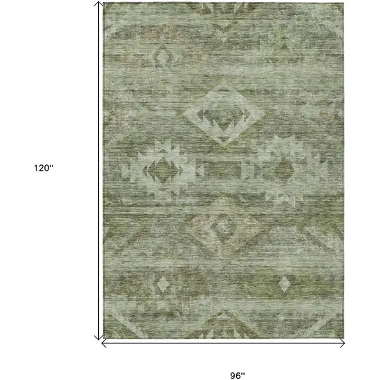 Olive Green And Fern Green Southwestern Washable Indoor Outdoor Area Rug Photo 3