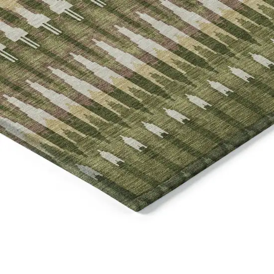 Olive Green Brown And Gold Southwestern Washable Indoor Outdoor Area Rug Photo 5