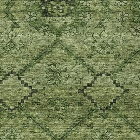 Olive Green Fern Green And Artichoke Green Floral Washable Indoor Outdoor Area Rug Photo 6