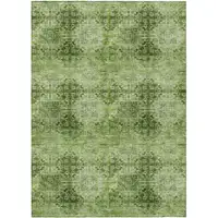 Photo of Olive Green Floral Medallion Washable Non Skid Indoor Outdoor Area Rug