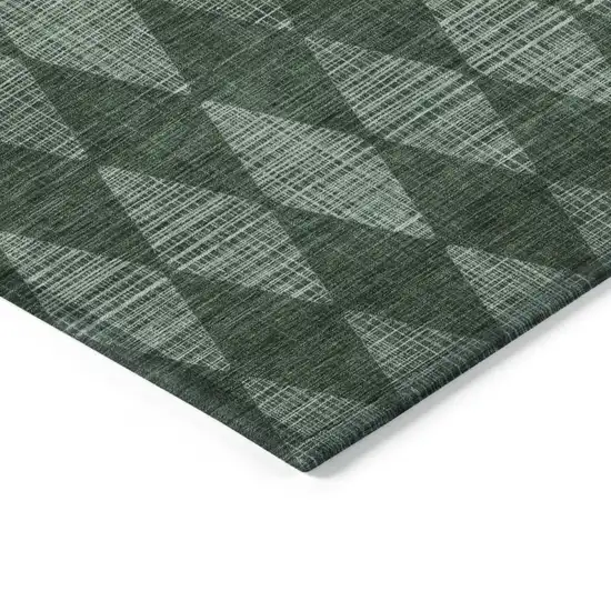 Olive Green Geometric Washable Indoor Outdoor Area Rug Photo 4