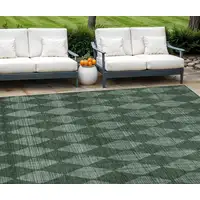 Photo of Olive Green Geometric Washable Indoor Outdoor Area Rug