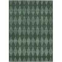 Photo of Olive Green Geometric Washable Indoor Outdoor Area Rug