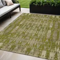 Photo of Olive Green Moroccan Washable Non Skid Indoor Outdoor Area Rug