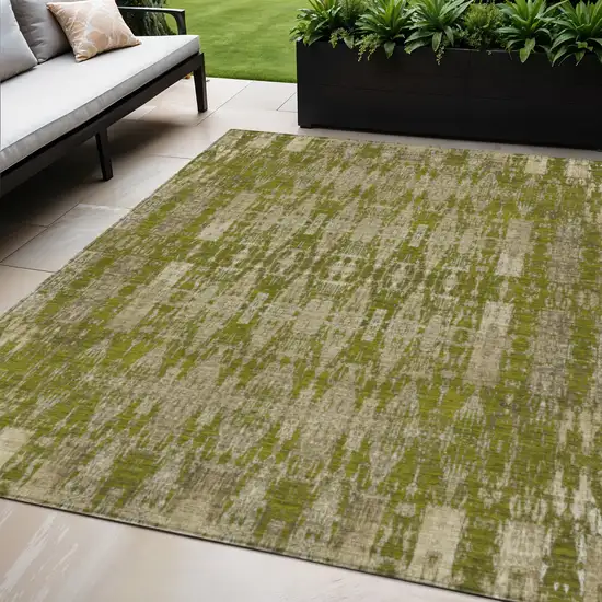 Olive Green Moroccan Washable Non Skid Indoor Outdoor Area Rug Photo 1