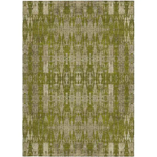 Olive Green Taupe And Beige Moroccan Washable Indoor Outdoor Area Rug Photo 6