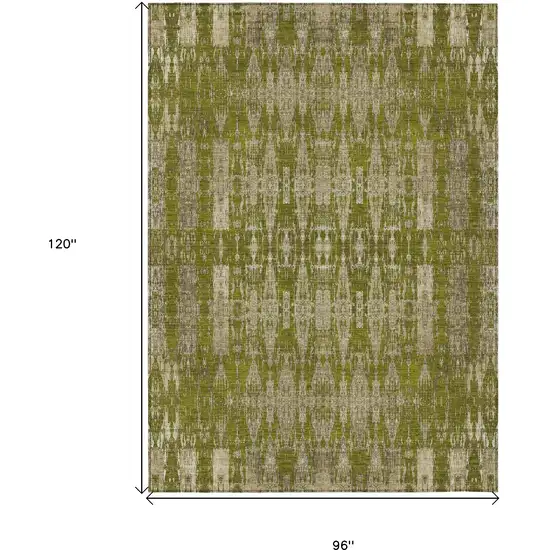 Olive Green Moroccan Washable Non Skid Indoor Outdoor Area Rug Photo 3