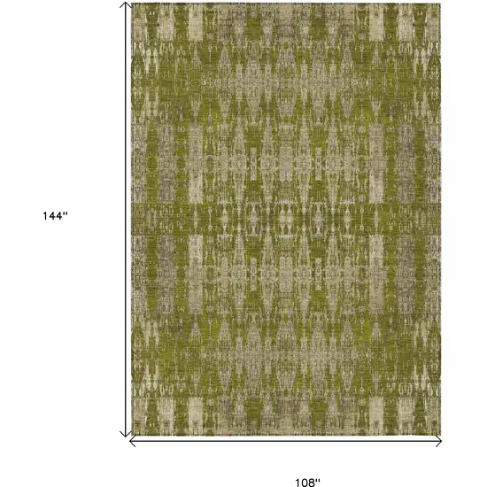 Olive Green Moroccan Washable Non Skid Indoor Outdoor Area Rug Photo 3