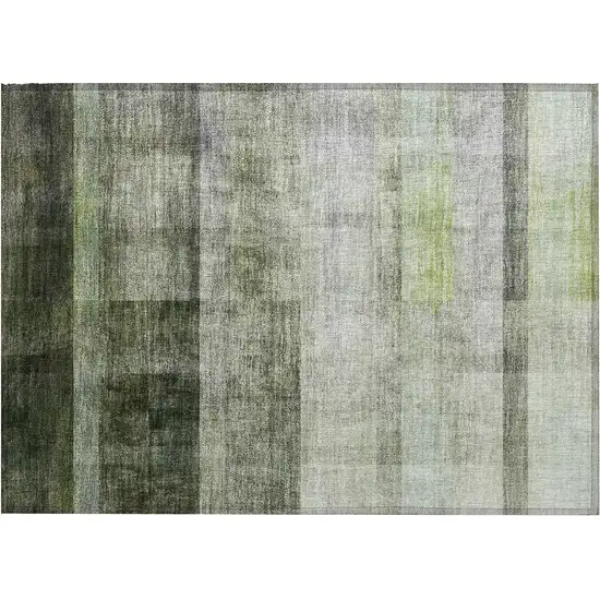 Olive Green Ombre Washable Non Skid Indoor Outdoor Area Rug Photo 2