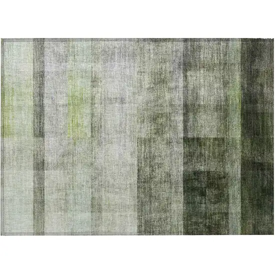 Olive Green Ombre Washable Non Skid Indoor Outdoor Area Rug Photo 5