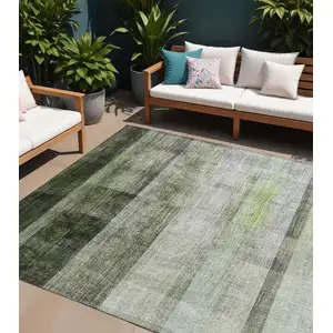 Photo of Olive Green Ombre Washable Non Skid Indoor Outdoor Area Rug