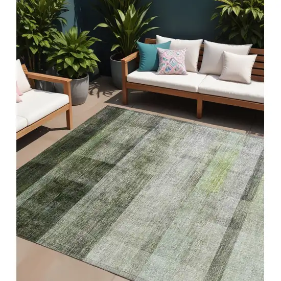 Olive Green Ombre Washable Non Skid Indoor Outdoor Area Rug Photo 1