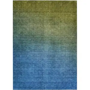 Photo of Olive Green Ombre Washable Non Skid Indoor Outdoor Area Rug