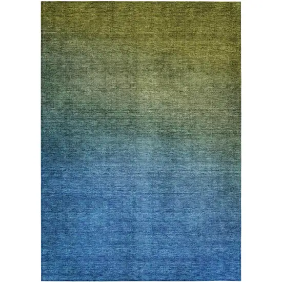 Olive Green Ombre Washable Non Skid Indoor Outdoor Area Rug Photo 1