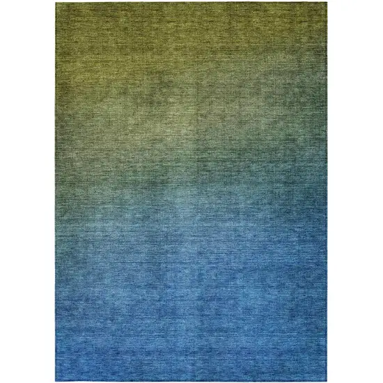 Olive Green Ombre Washable Non Skid Indoor Outdoor Area Rug Photo 4