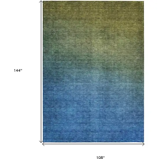 Olive Green Ombre Washable Non Skid Indoor Outdoor Area Rug Photo 3