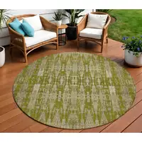 Photo of Olive Green Round Moroccan Washable Non Skid Indoor Outdoor Area Rug