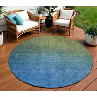 Photo of Olive Green Round Ombre Washable Non Skid Indoor Outdoor Area Rug