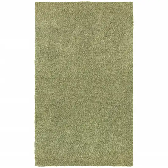 Olive Green Shag Tufted Handmade Stain Resistant Area Rug Photo 1