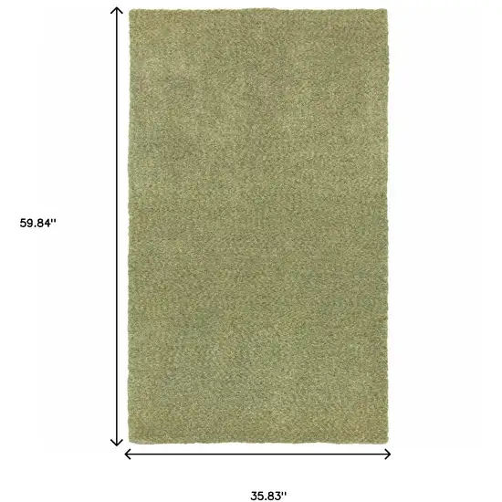 Olive Green Shag Tufted Handmade Stain Resistant Area Rug Photo 7