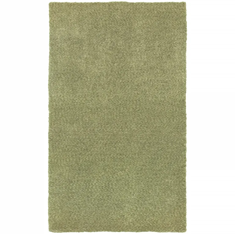 Olive Green Shag Tufted Handmade Stain Resistant Area Rug Photo 1