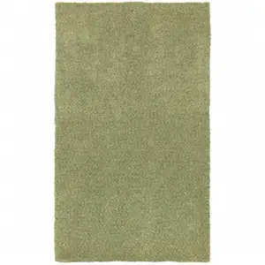 Photo of Olive Green Shag Tufted Handmade Stain Resistant Area Rug