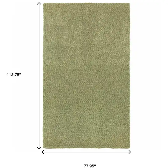 Olive Green Shag Tufted Handmade Stain Resistant Area Rug Photo 5