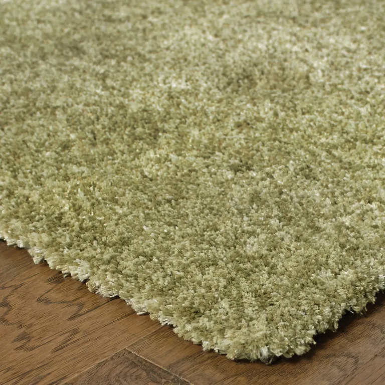 Olive Green Shag Tufted Handmade Stain Resistant Area Rug Photo 3