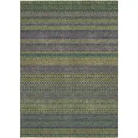 Photo of Olive Green Striped Washable Non Skid Indoor Outdoor Area Rug