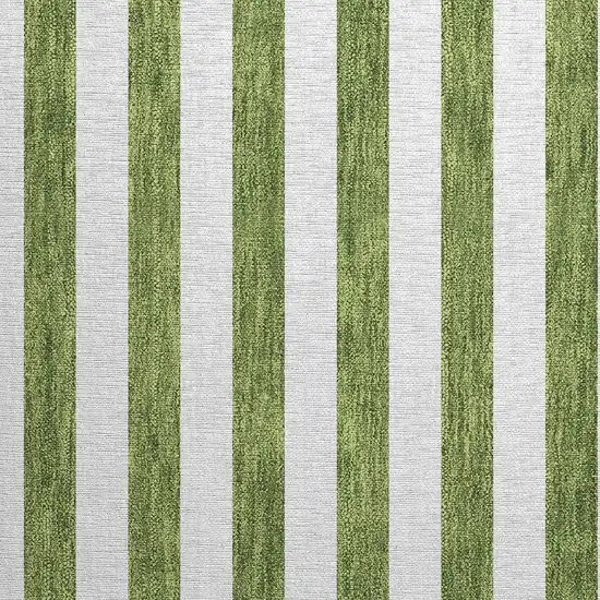 Olive Green Striped Washable Non Skid Indoor Outdoor Area Rug Photo 6