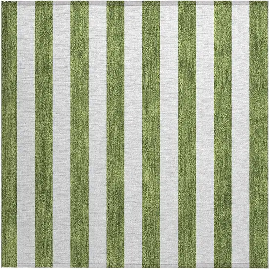 Olive Green Striped Washable Non Skid Indoor Outdoor Area Rug Photo 7