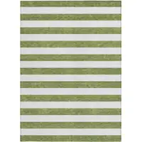 Photo of Olive Green Striped Washable Non Skid Indoor Outdoor Area Rug