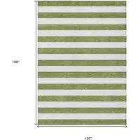 Photo of Olive Green Striped Washable Non Skid Indoor Outdoor Area Rug